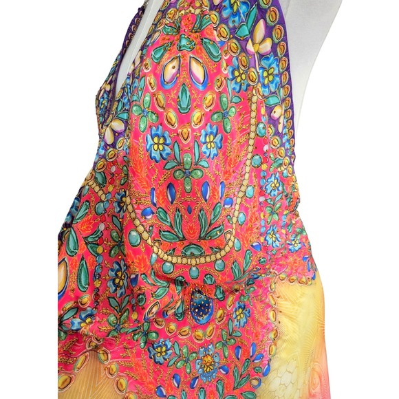 Rima SXM Halter Maxi Dress Womens OS Multi-Color Like New Art Silk Boho Print - Picture 13 of 15